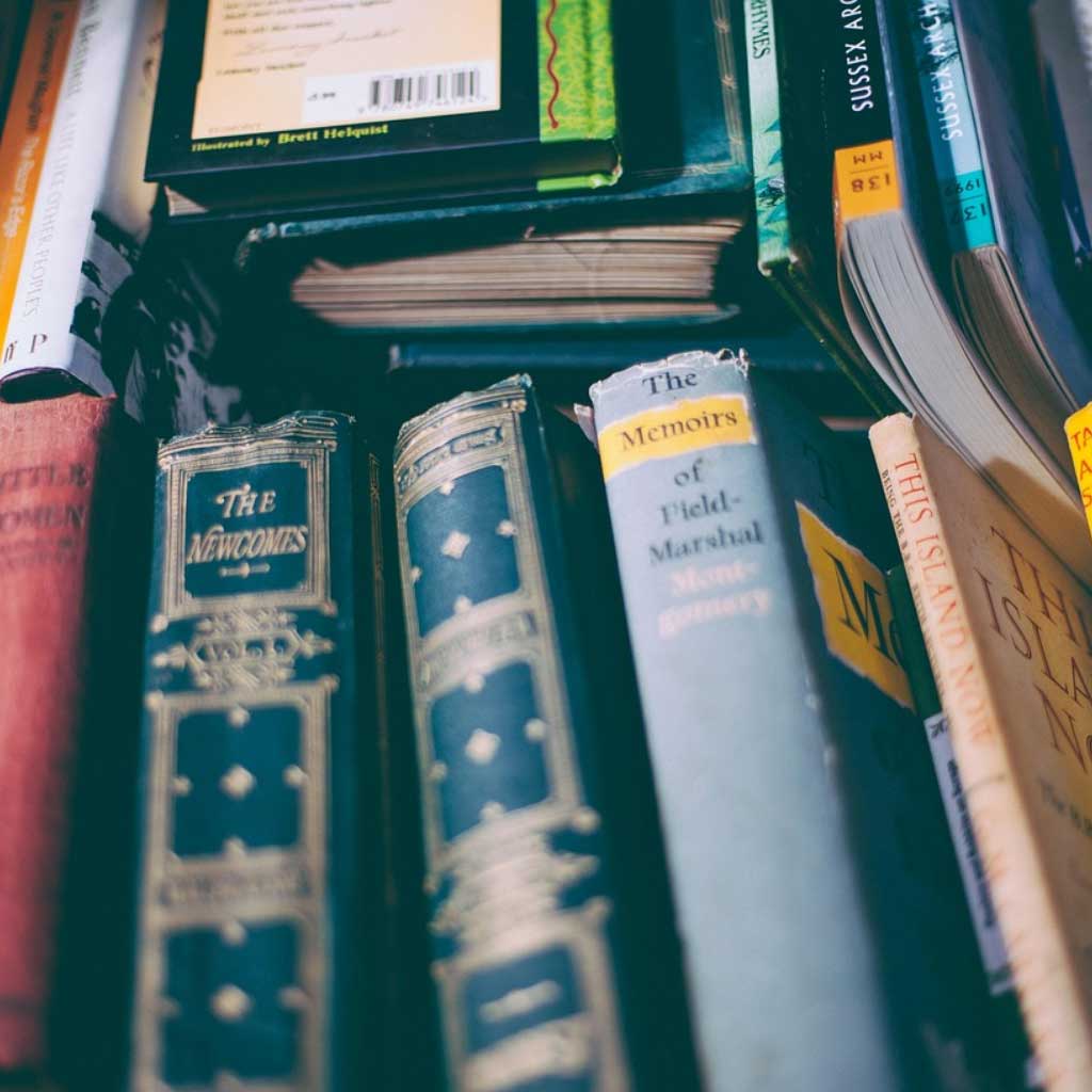 Image of old books in a stack