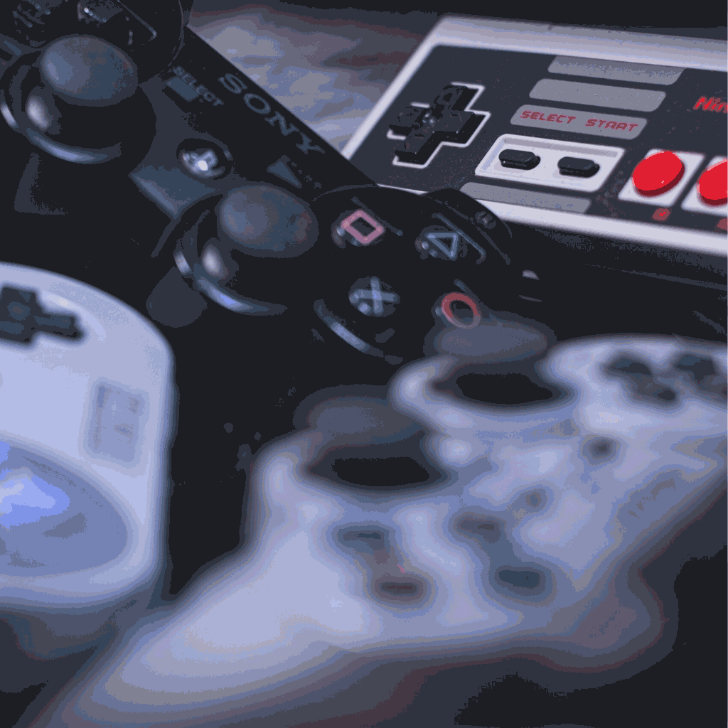 an image of retro video game controllers